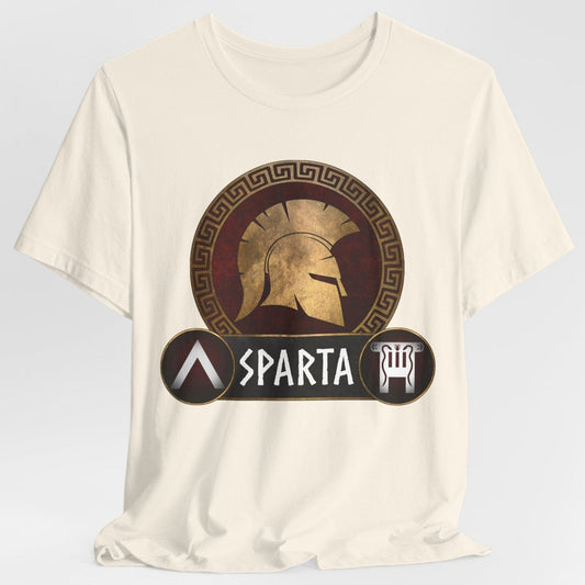 Natural / S Sparta - Spartan Helmet and Shields T-Shirt