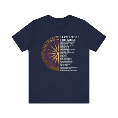 Navy / S Alexander the Great Battles - Ancient Macedon T-Shirt