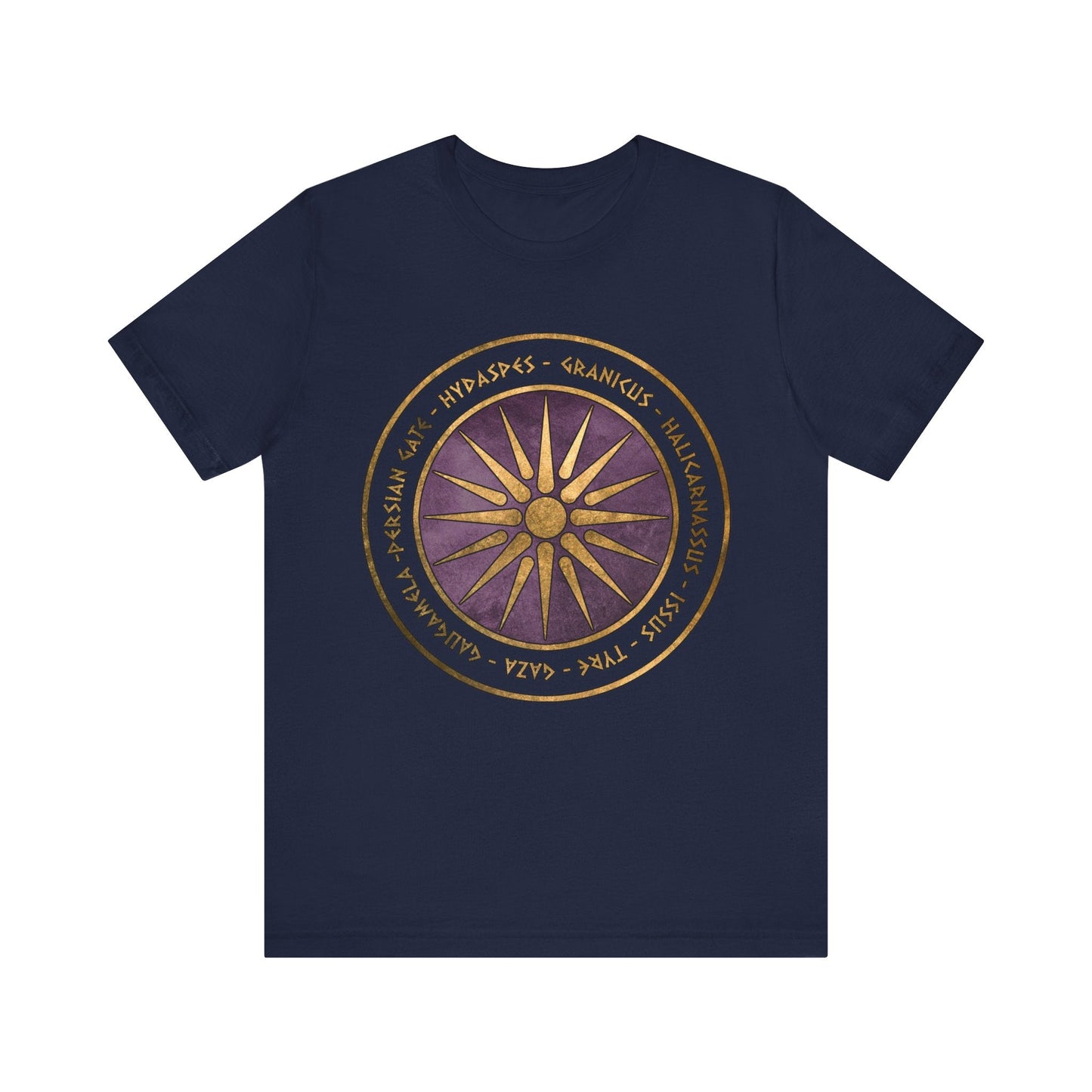 Navy / S Alexander the Great Battles Macedonian Shield T-shirt
