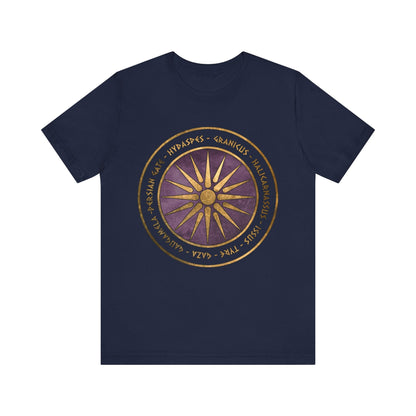 Navy / S Alexander the Great Battles Macedonian Shield T-shirt