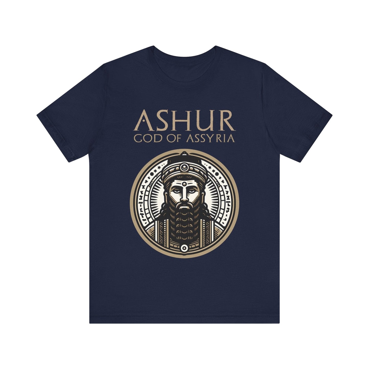 Navy / S Ashur God of Assyria - Ancient Assyrian Mythology T-shirt
