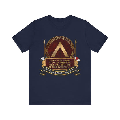 Navy / S Battle of Thermopylae Spartan Epitaph T-Shirt
