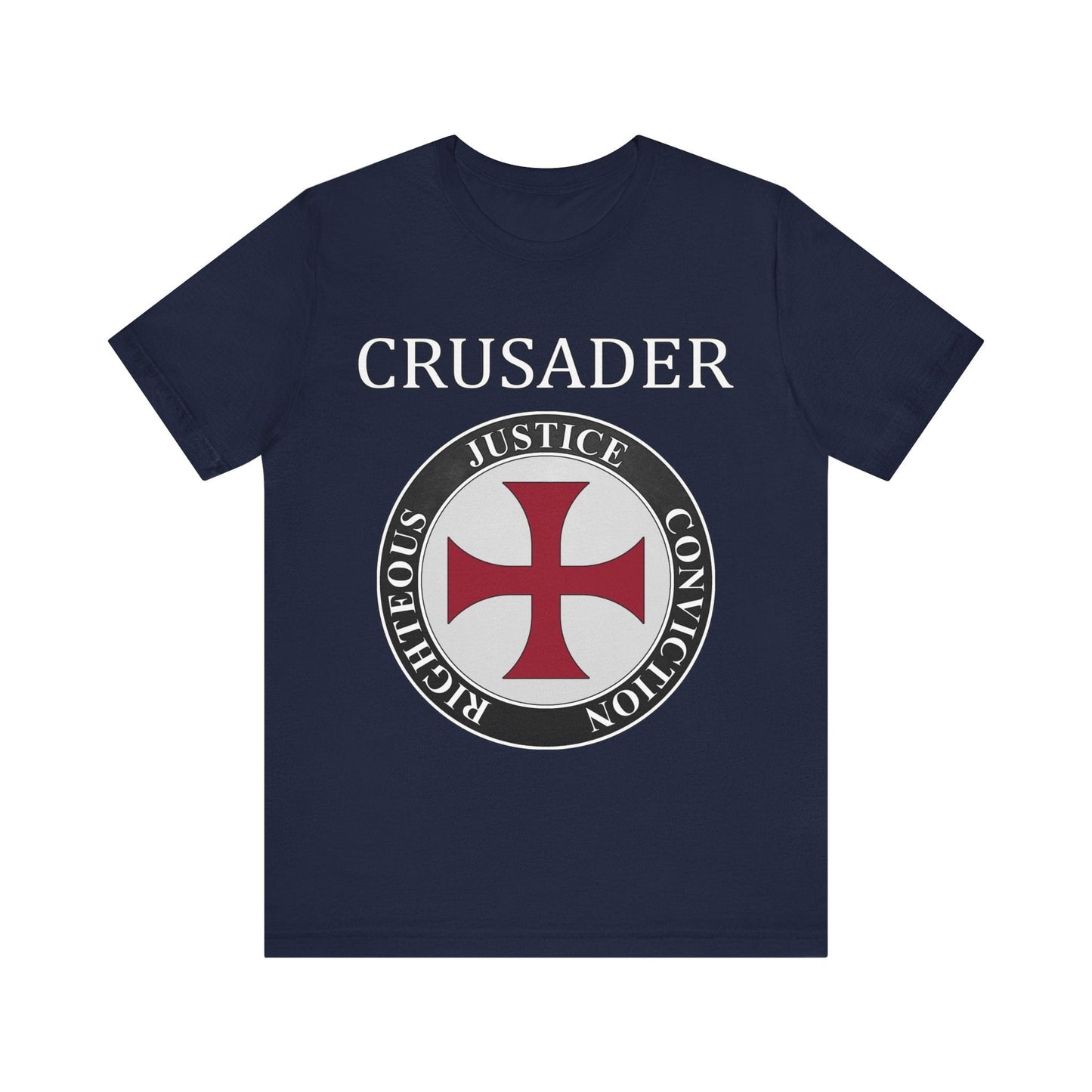 Navy / S Crusader Symbol - Medieval Knight Shield Virtues T-shirt