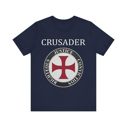 Navy / S Crusader Symbol - Medieval Knight Shield Virtues T-shirt