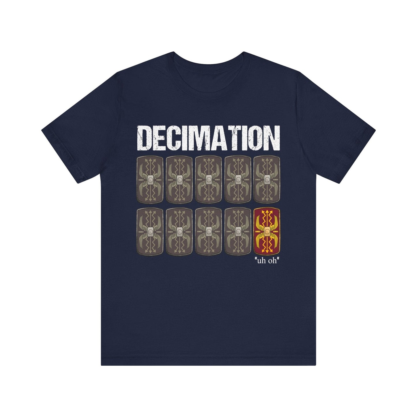 Navy / S Decimation - Ancient Roman Army - Funny Roman History T-shirt