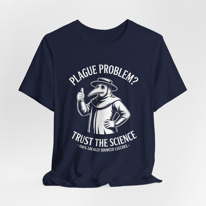 Navy / S Funny Plague Doctor - Trust the Science Black Death T-Shirt