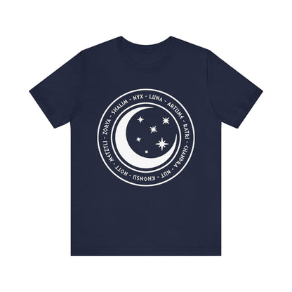 Navy / S Gods and Goddesses of the Night, Stars and Moon - Ancient Mythology and Paganism T-shirt