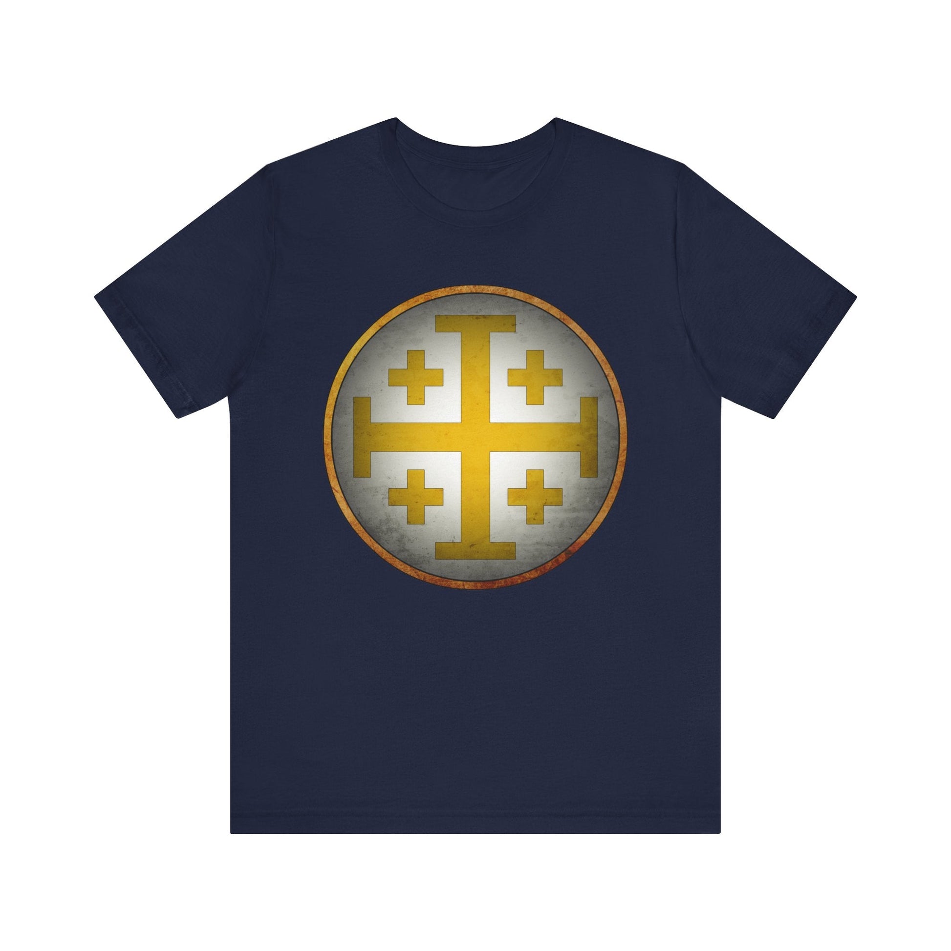 Navy / S Jerusalem Heraldry - Medieval Jerusalem Cross T-shirt