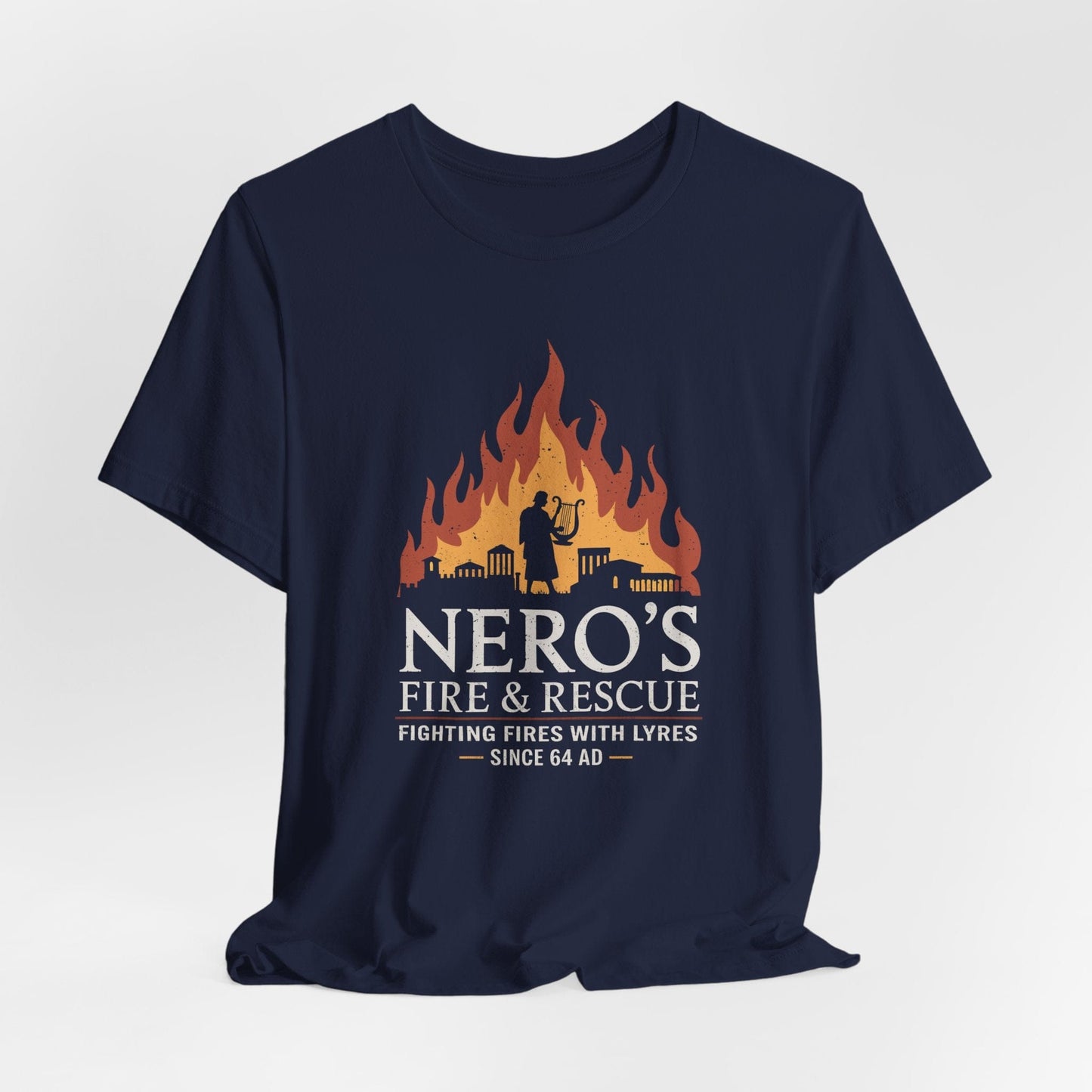 Navy / S Nero's Fire & Rescue - Funny Ancient Rome T-Shirt