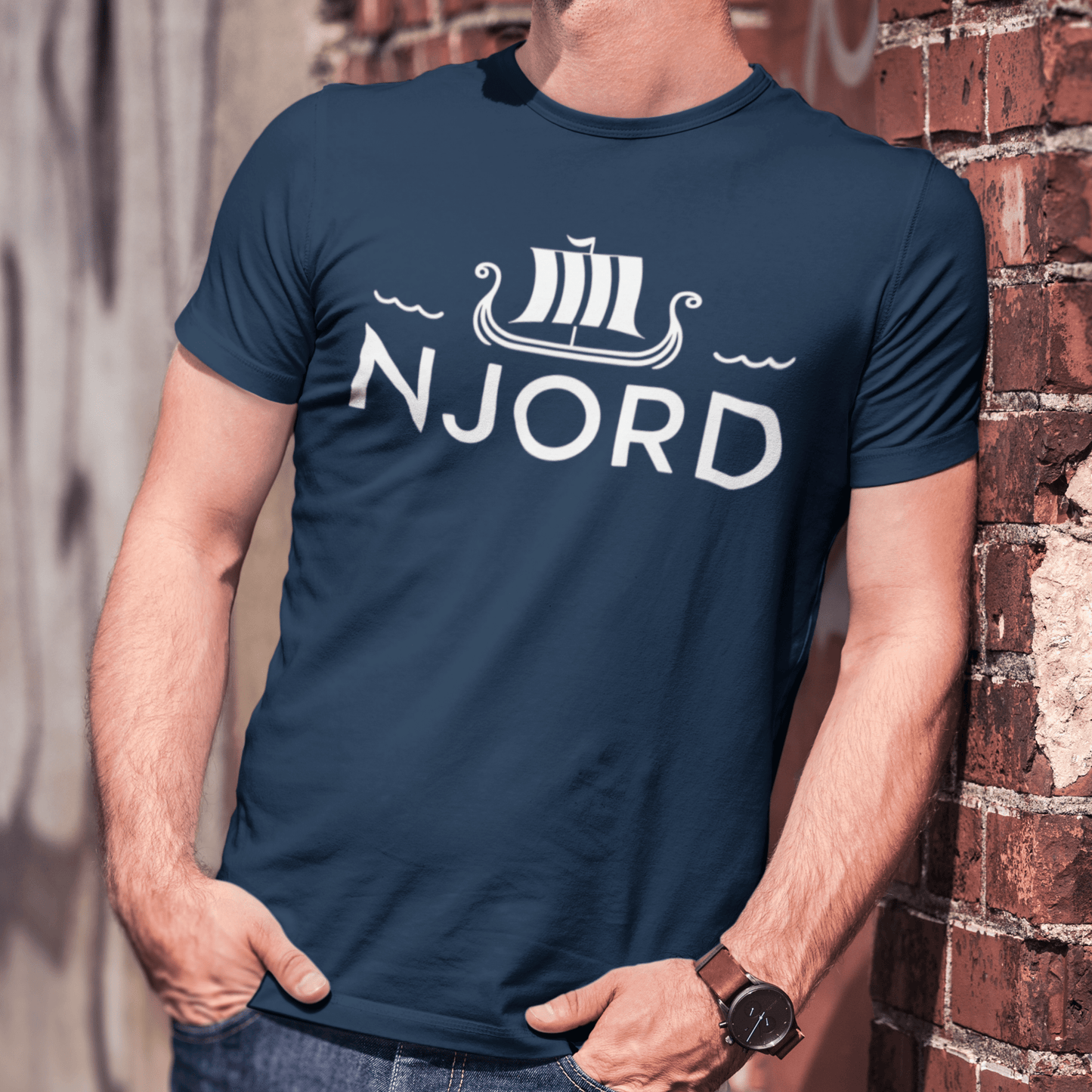Navy / S Njord Norse God of the Sea T-shirt