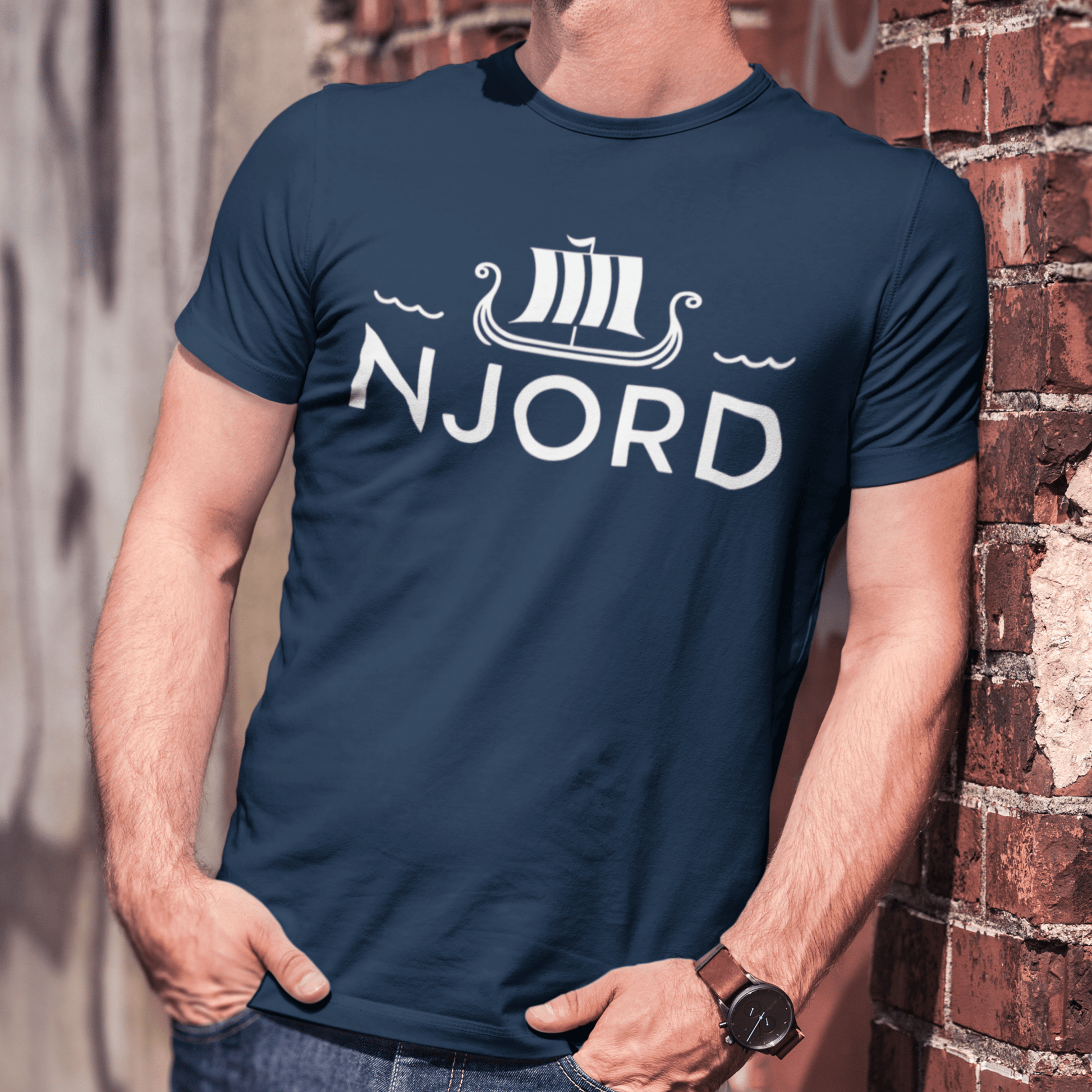 Navy / S Njord Norse God of the Sea T-shirt