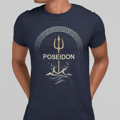 Navy / S Poseidon Ancient Greek God of the Sea T-Shirt