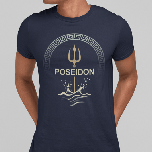 Navy / S Poseidon Ancient Greek God of the Sea T-Shirt