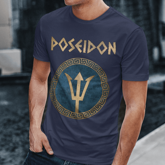 Navy / S Poseidon Greek God Trident T-Shirt