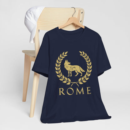 Navy / S Romulus and Remus - Wolf Symbol of Ancient Rome T-shirt
