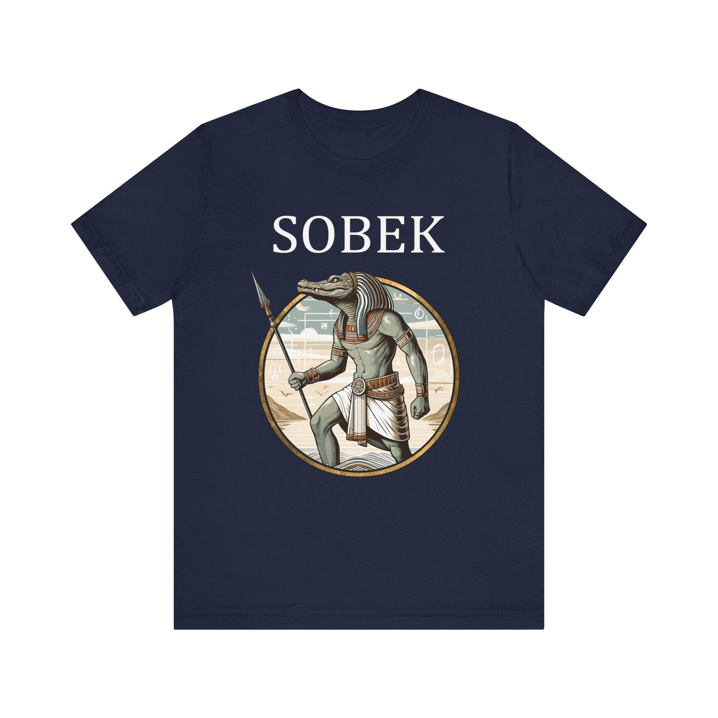 Navy / S Sobek Egyptian God of the Nile and Crocodiles T-Shirt