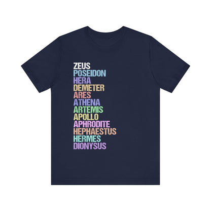 Navy / S The Twelve Olympians - Greek Gods and Goddesses T-Shirt