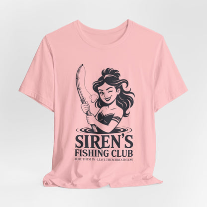 Pink / S Siren's Fishing Club - Funny Greek Mythology T-Shirt