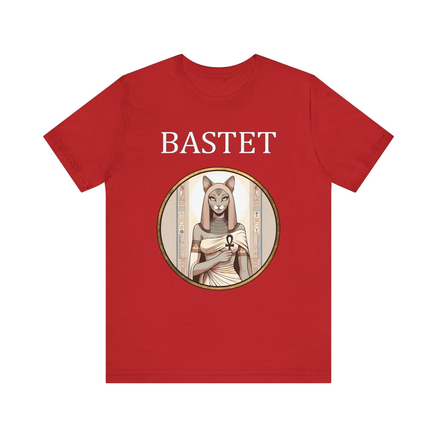 Red / S Bastet Egyptian Goddess T-Shirt