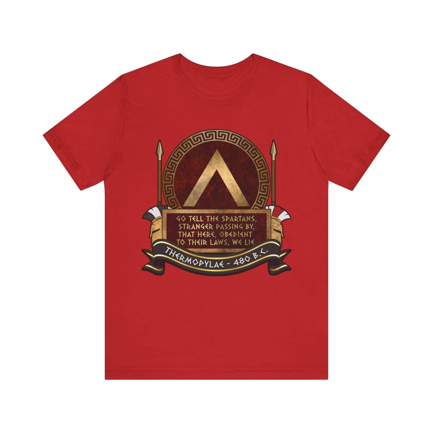 Red / S Battle of Thermopylae Spartan Epitaph T-Shirt