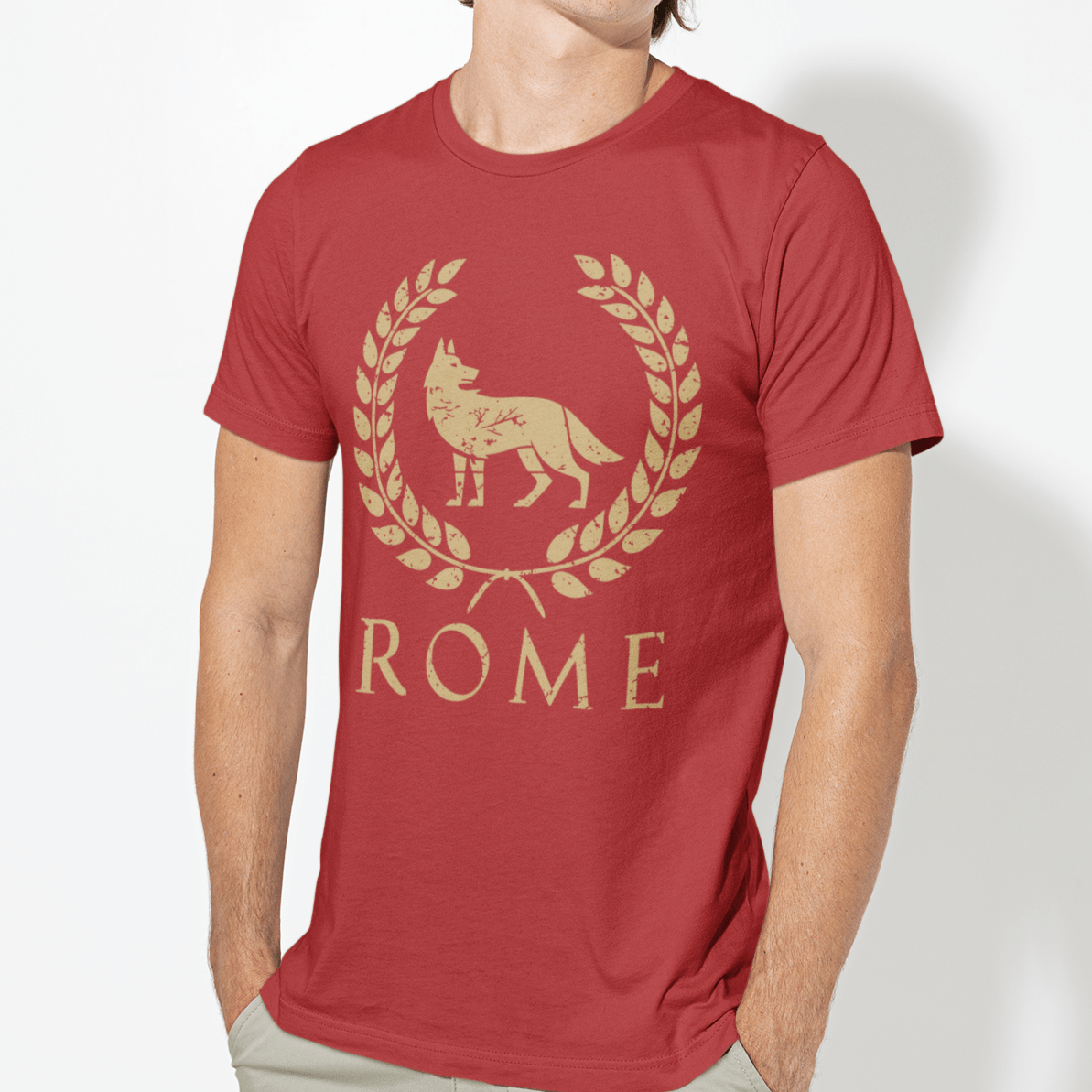 Red / S Romulus and Remus - Wolf Symbol of Ancient Rome T-shirt