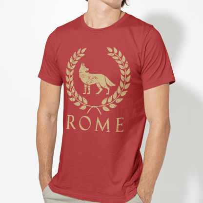 Red / S Romulus and Remus - Wolf Symbol of Ancient Rome T-shirt