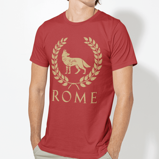 Red / S Romulus and Remus - Wolf Symbol of Ancient Rome T-shirt