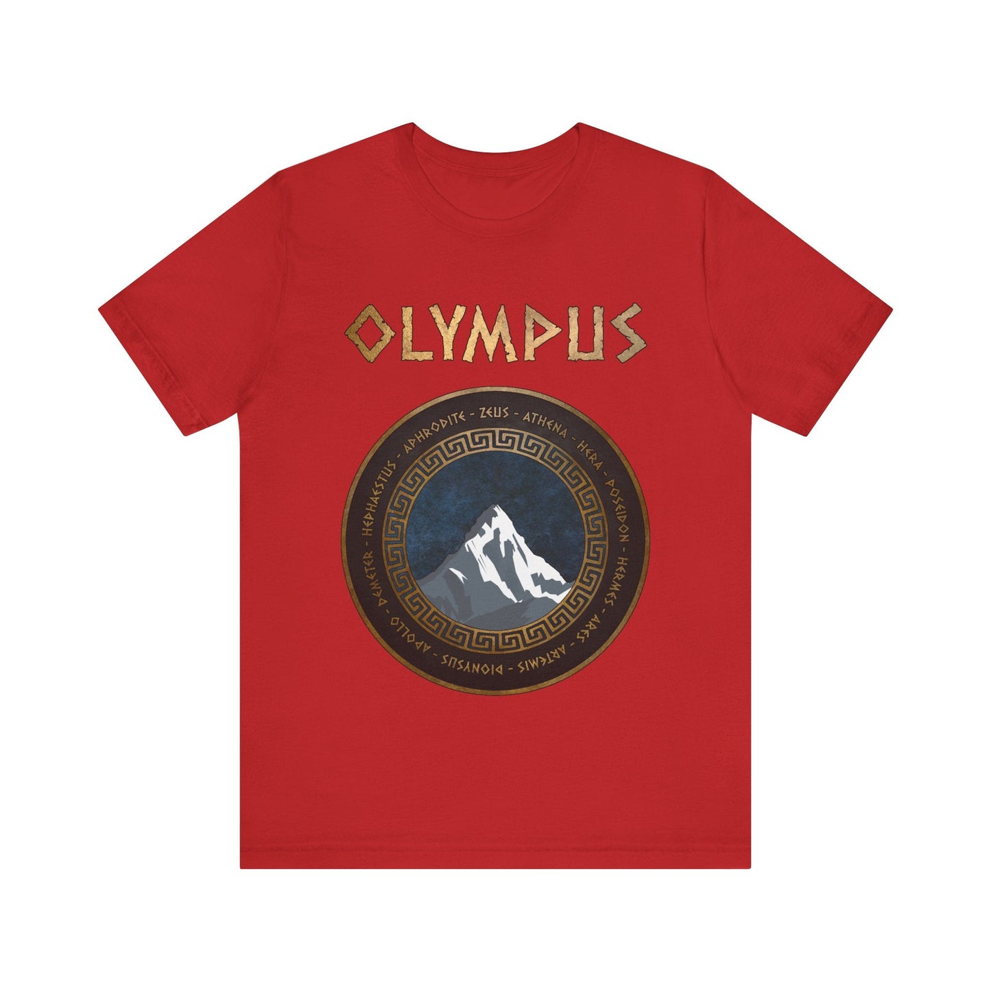 Red / S The Twelve Olympians Greek Gods and Goddesses - Mount Olympus T-Shirt