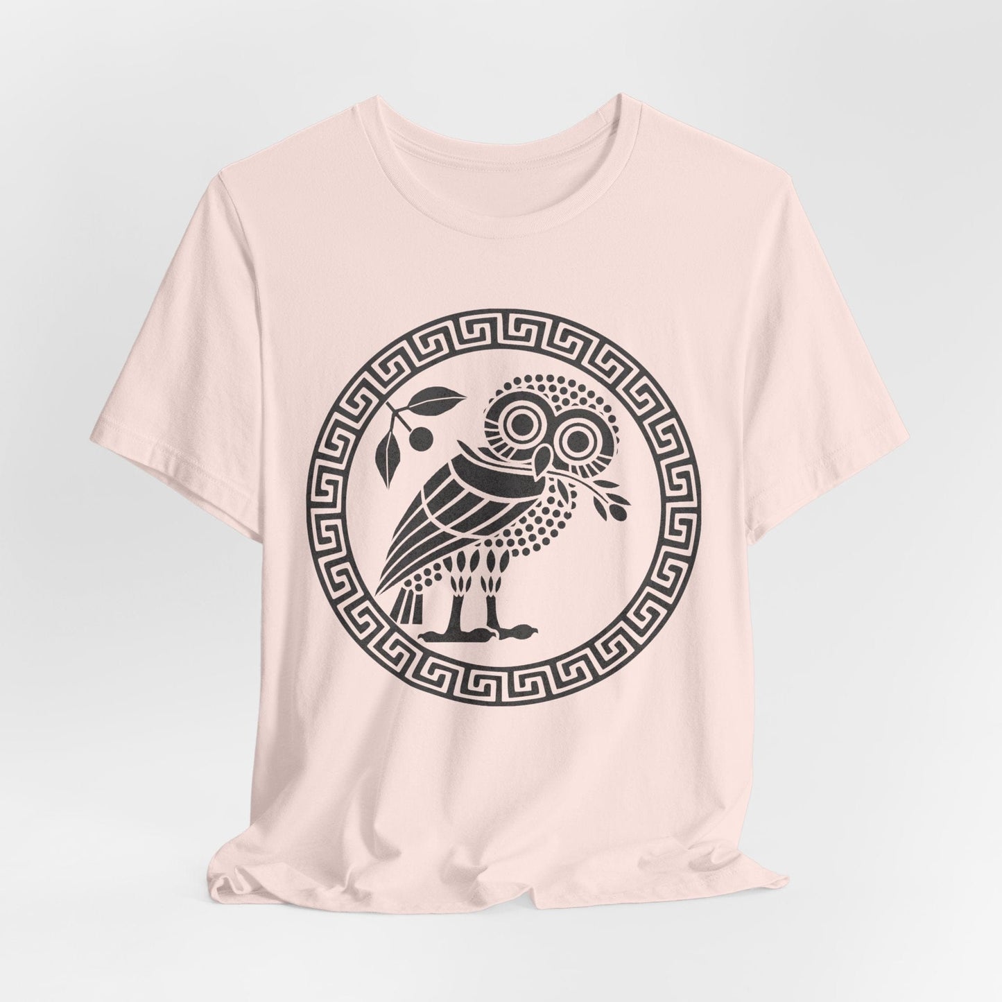Soft Pink / S Ancient Athens Owl Symbol of Athena T-Shirt