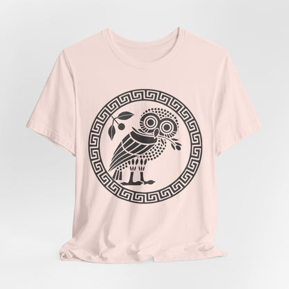 Soft Pink / S Ancient Athens Owl Symbol of Athena T-Shirt