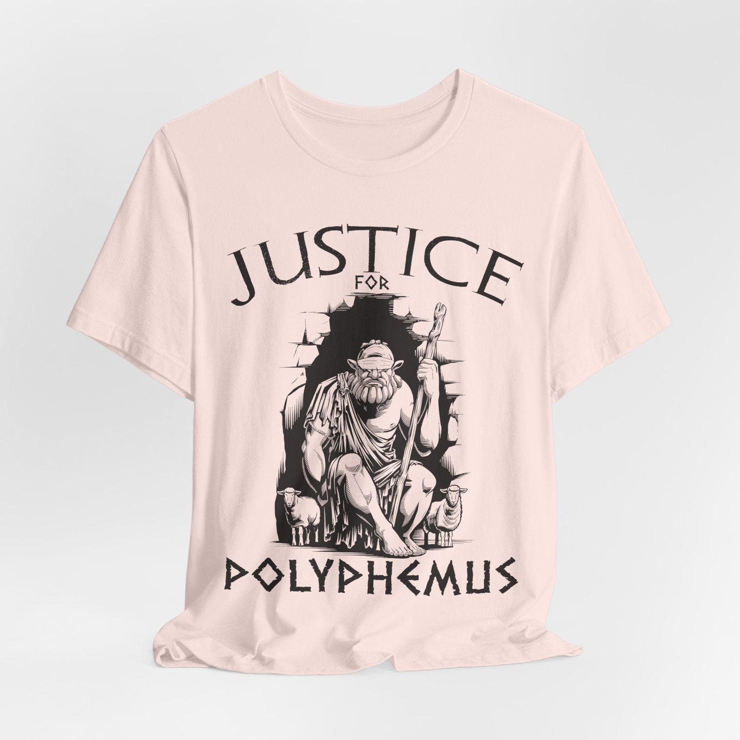 Soft Pink / S Justice For Polyphemus - The Odyssey - Funny Greek Mythology T-Shirt