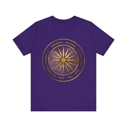 Team Purple / S Alexander the Great Battles Macedonian Shield T-shirt