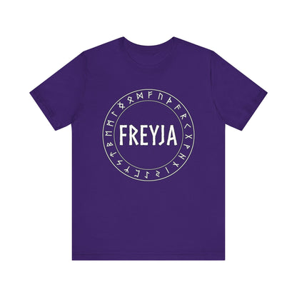 Team Purple / S Freyja Norse Goddess with Futhark Runes T-shirt