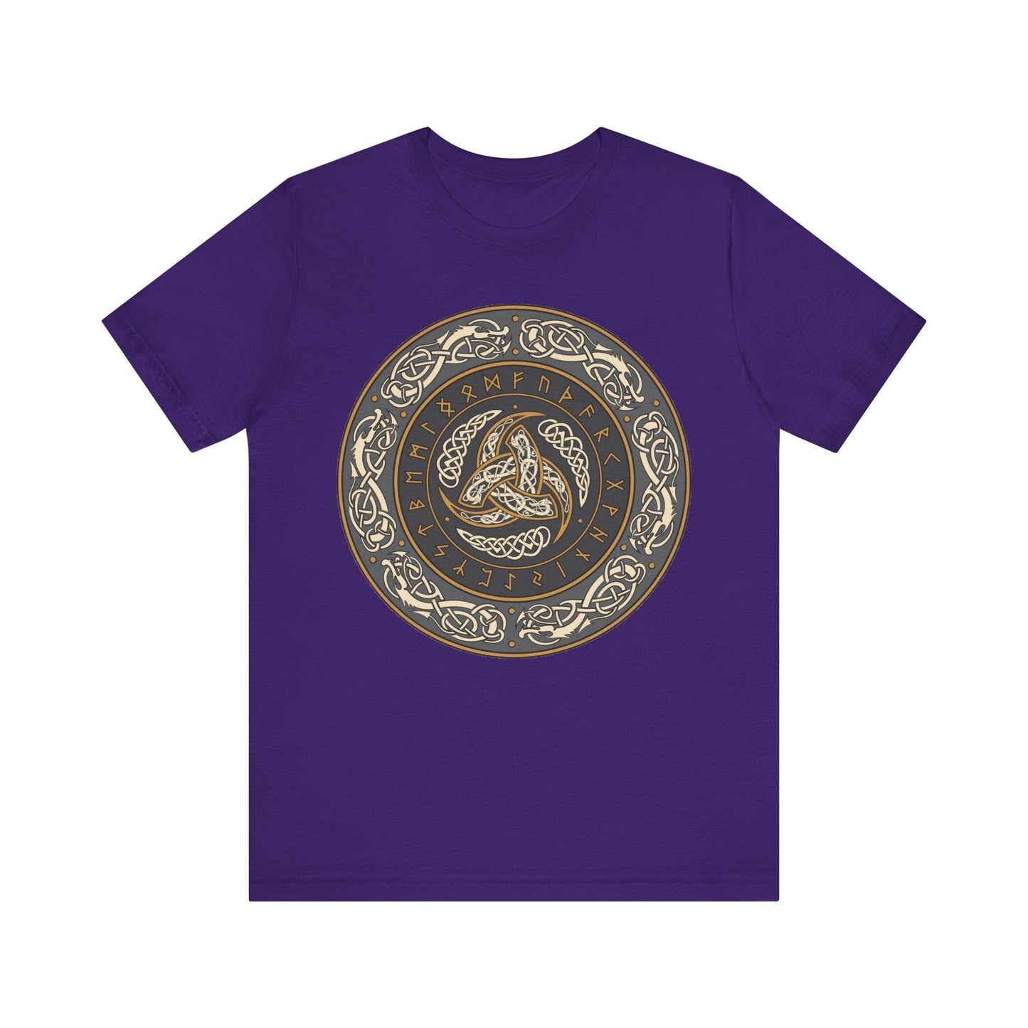 Team Purple / S Horns of Odin Triskelion with Runes T-shirt
