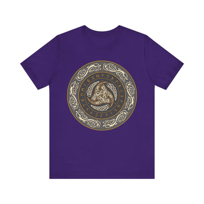 Team Purple / S Horns of Odin Triskelion with Runes T-shirt
