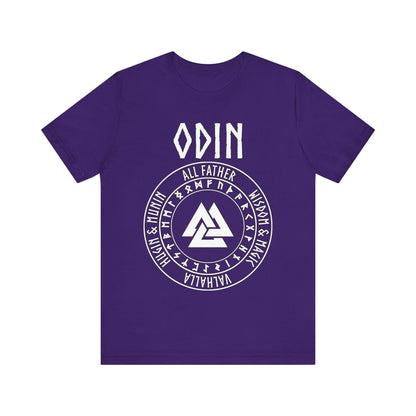 Team Purple / S Odin Norse God with Futhark Runes T-shirt