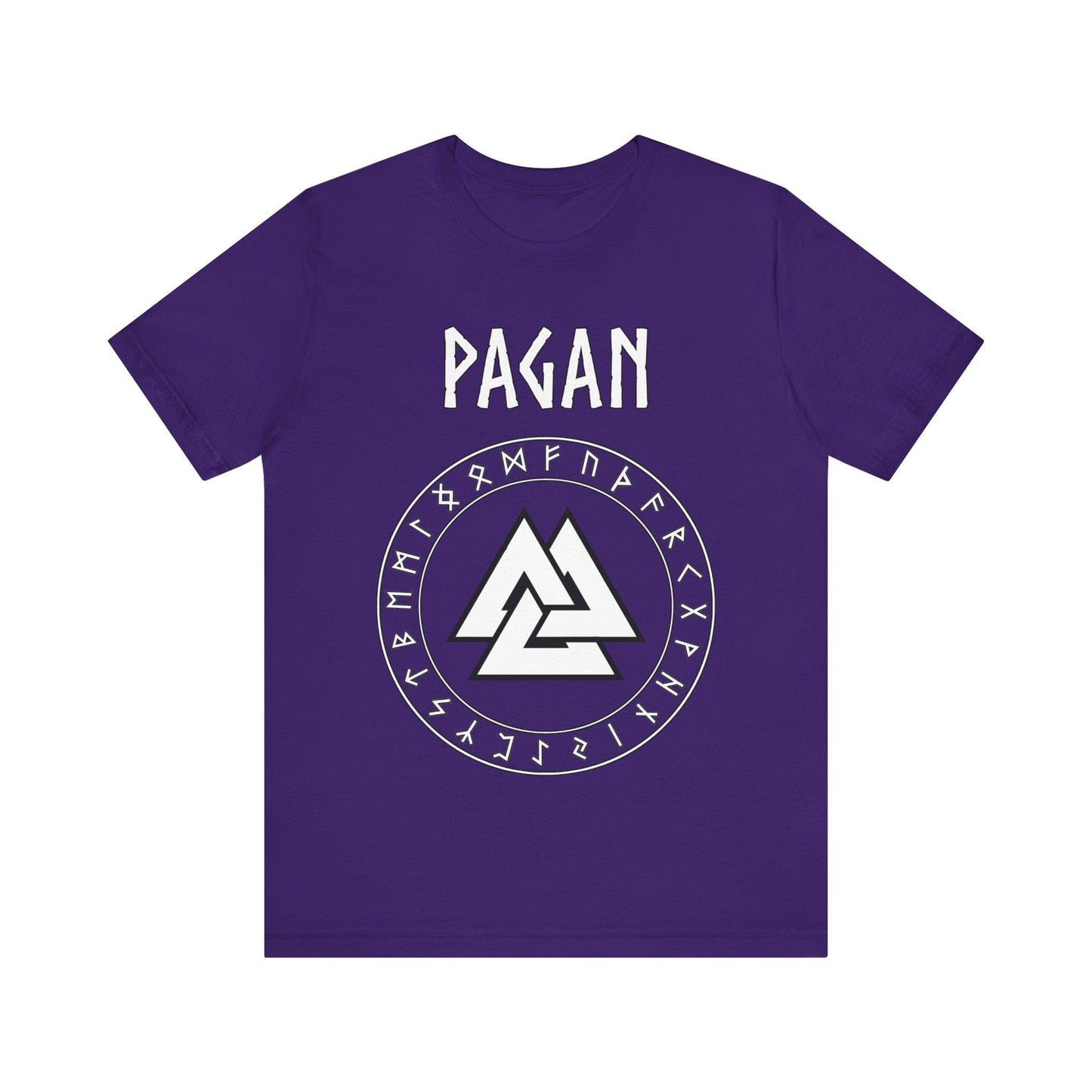 Team Purple / S Pagan Norse Paganism Valknut with Runes T-Shirt
