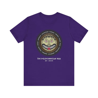 Team Purple / S The Peloponnesian War Battles - Greek Gorgon Hoplite Shield T-Shirt