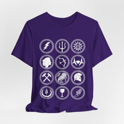 Team Purple / S The Twelve Olympians Symbols - Greek Gods and Goddesses - Greek Mythology T-shirt