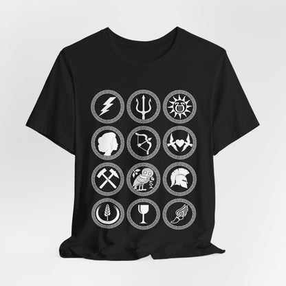 The Twelve Olympians Symbols - Greek Gods and Goddesses - Greek Mythology T-shirt
