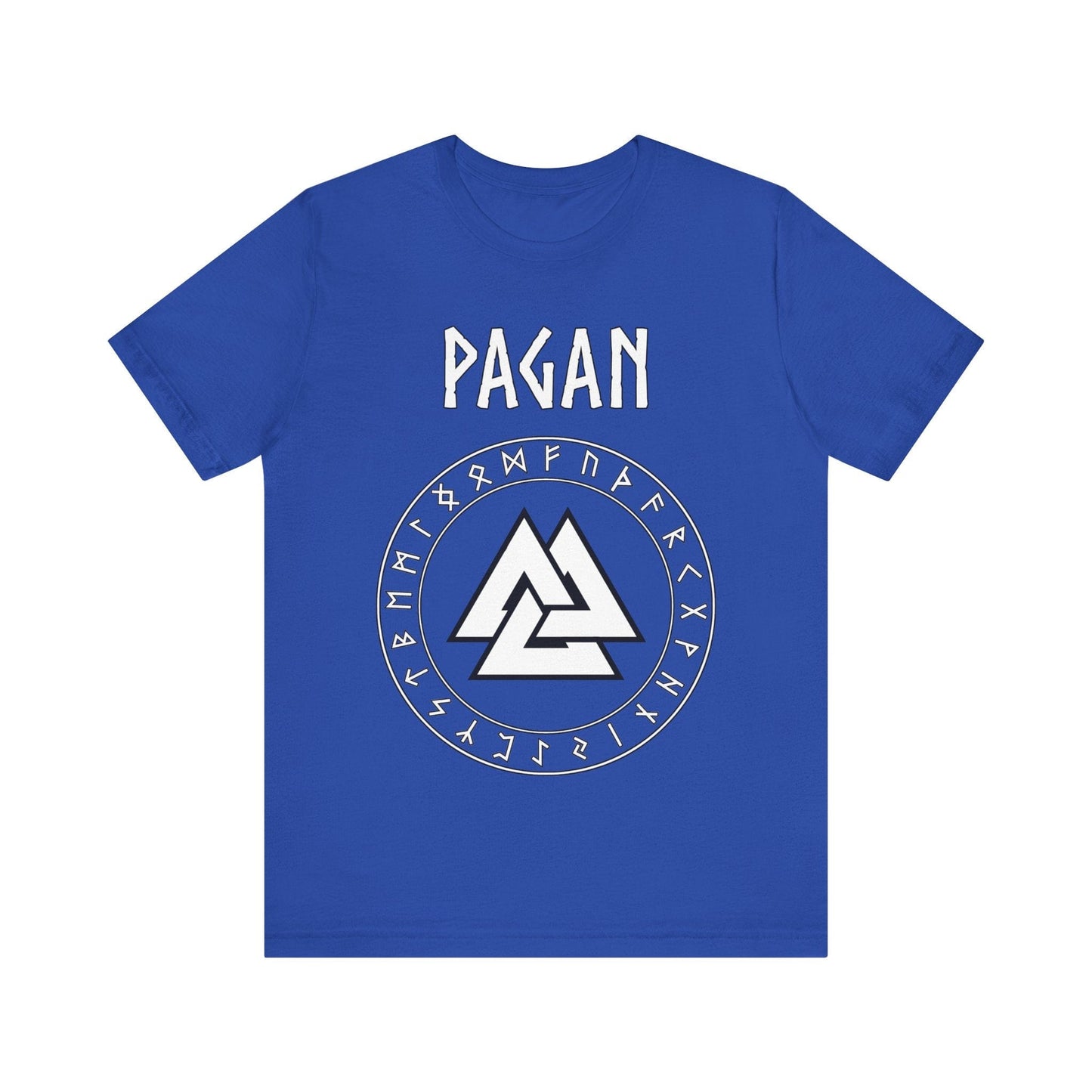 True Royal / S Pagan Norse Paganism Valknut with Runes T-Shirt