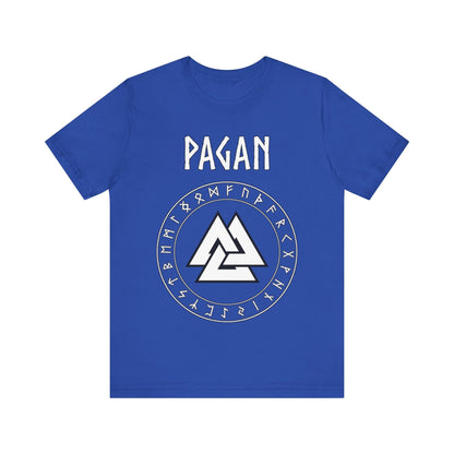 True Royal / S Pagan Norse Paganism Valknut with Runes T-Shirt