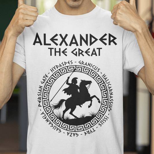 White / S Alexander the Great Battles T-Shirt