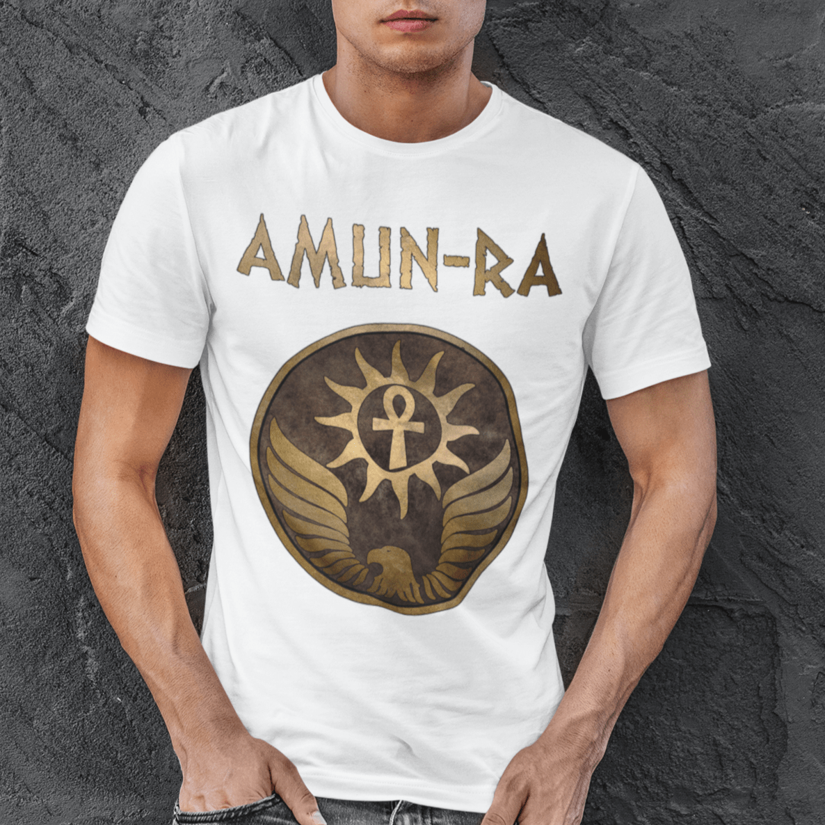 White / S Amun-Ra Ancient Egyptian God T-Shirt