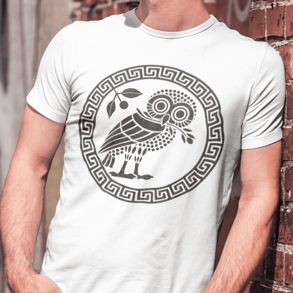 White / S Ancient Athens Owl Symbol of Athena T-Shirt