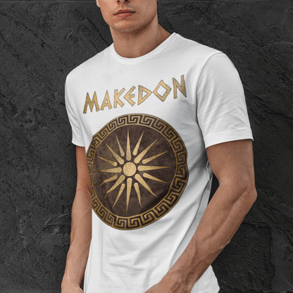 White / S Ancient Makedon Shield Alexander the Great T-Shirt