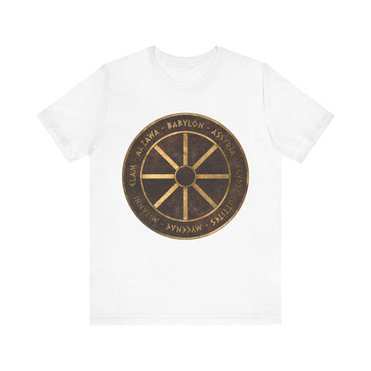 White / S Bronze Age Powers Ancient Civilizations Chariot Wheel Symbol T-Shirt