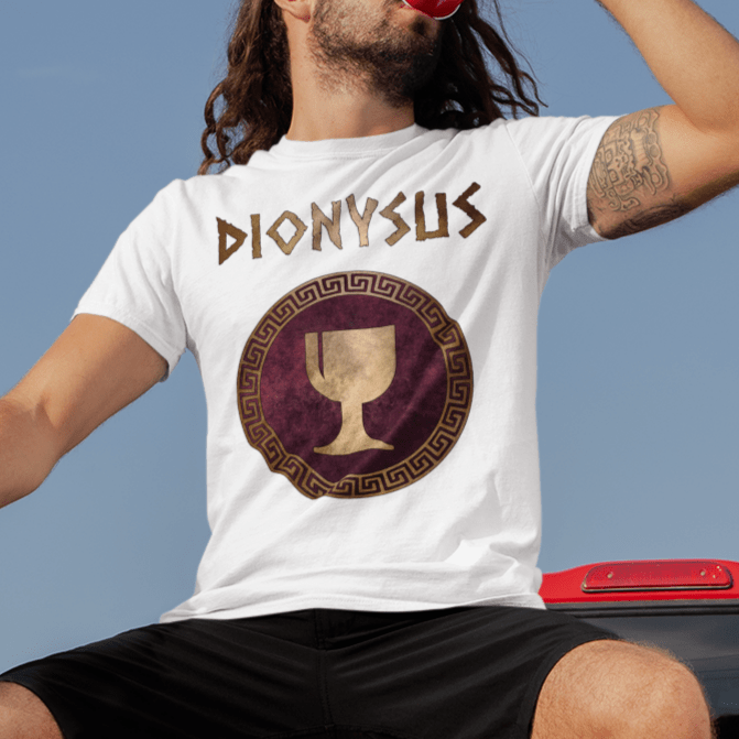 White / S Dionysus Greek God T-Shirt