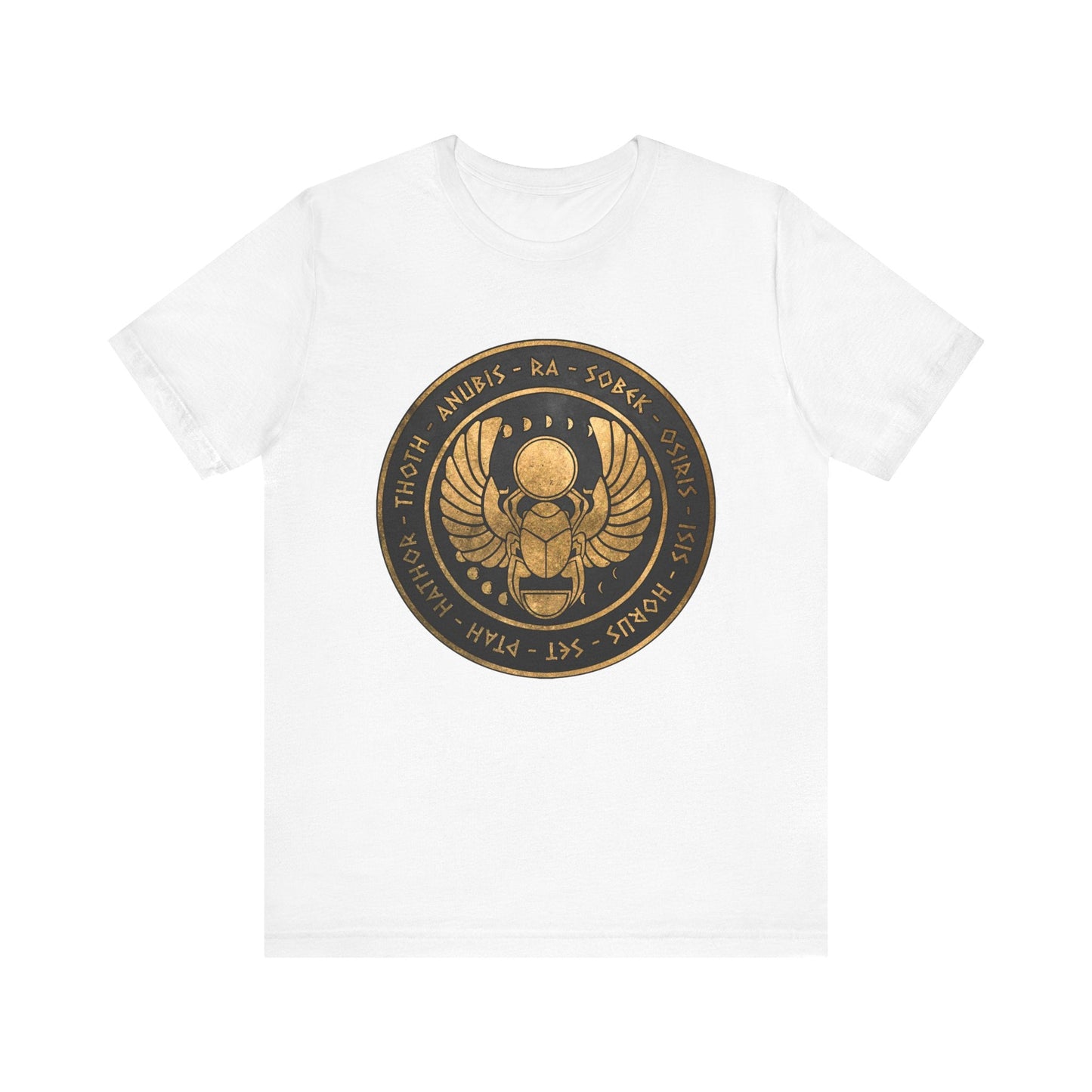 White / S Egyptian Gods - Ancient Gods of Egypt - Khepri Beetle Symbol T-Shirt