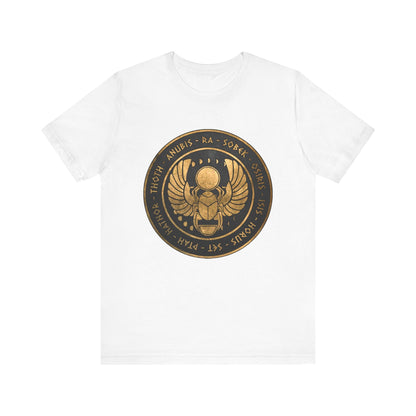White / S Egyptian Gods - Ancient Gods of Egypt - Khepri Beetle Symbol T-Shirt